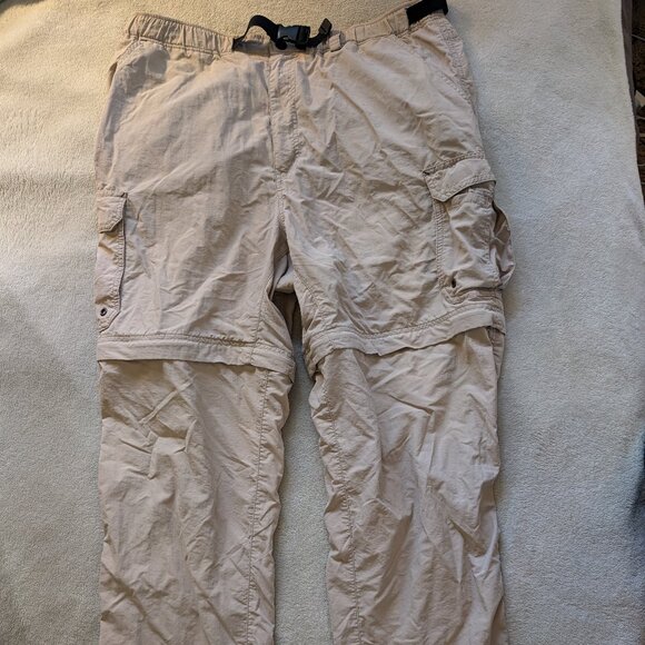 REI MENS PANTS L Large Hiking Shorts Detachable Zipper Khaki Utility Pockets - Picture 1 of 7